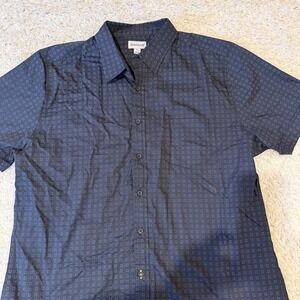 Haggar Button Down Collared Shirt Blue Mens Size  XL